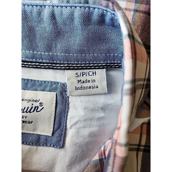 Original Penguin Jaspe Plaid Button Down Shirt Mens S Long Sleeve Stretch NEW - Picture 3 of 8